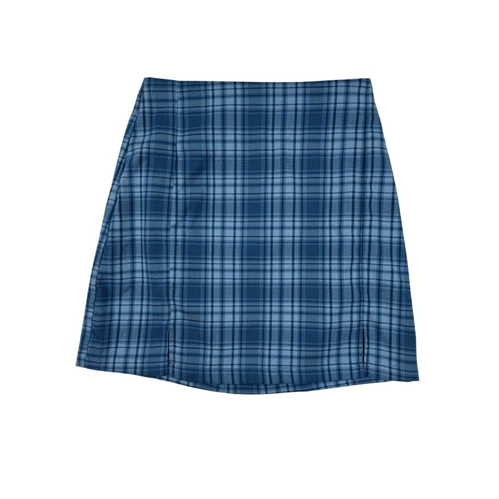 John Galt Blue Plaid Cara Mini Skirt Brandy Melville Preppy Y2K